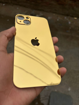 TWUAOP I PHONE 14 PLUS MIRROR BACK PANNEL ACRYLIC SHEET APPLE Mobile Skin(Gold)