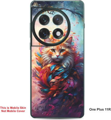 VYBE The Smart Choice One Plus 11R Cat Embossed Mobile Skin(Powder Blue 33)