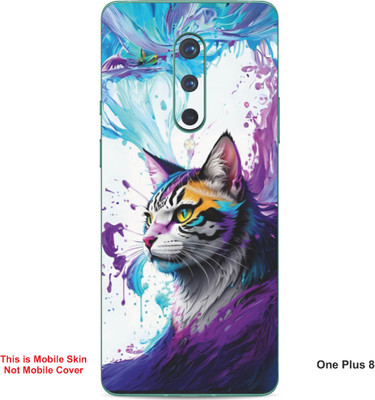 VYBE The Smart Choice One Plus 8 Cat Embossed Mobile Skin(Light Plum 23)