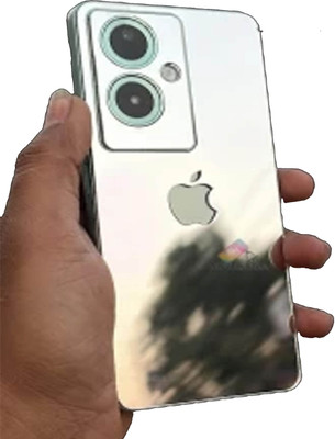 Mokteck OPPO A79 5G Glossy Silver Glass Finish Back Panel Skin with Apple Logo Mobile Skin(Silver)