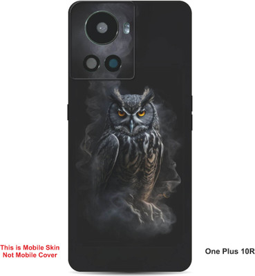 VYBE The Smart Choice One Plus 10R Owl Embossed Mobile Skin(Dark Black 30)