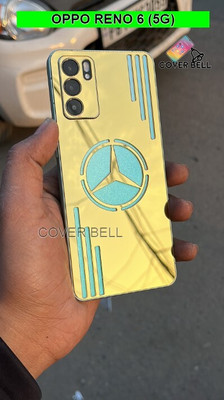 coverbell RENO 6 (5G) GOLD BACK, GOLD MERCEDES BACK PANEL Mobile Skin(GOLD MIRROR)