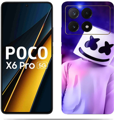 LAMHA POCO X6 5G Mobile Skin(Ultra Super Pink With Blue Skin With HiighQuality MatteFinish_thanks)
