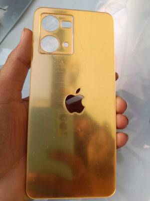 TWUAOP OPPO F21 PRO 4G MIRROR BACK PANNEL ACRYLIC SHEET Mobile Skin(Gold)