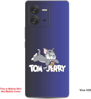 VYBE The Smart Choice Vivo V25 Tom & Jerry Embossed Mobile Skin(Mulled Wine B3)