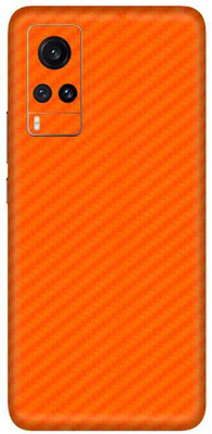 Vcare GadGets Vivo X60 Mobile Skin(Fiber Carbon Orange)