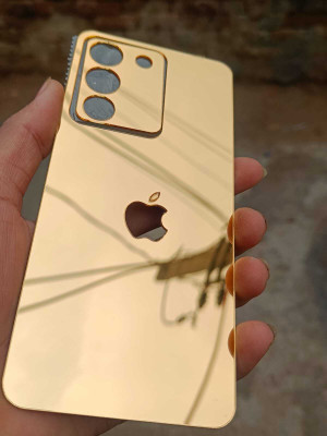 TWUAOP VIVO Y200 5G MIRROR BACK PANNEL ACRYLIC SHEET APPLE Mobile Skin(Gold)