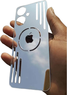 GPTECK Samsung Galaxy F14 Glossy Silver Glass Finish Back Panel Skin with Apple Logo Mobile Skin(Silver)