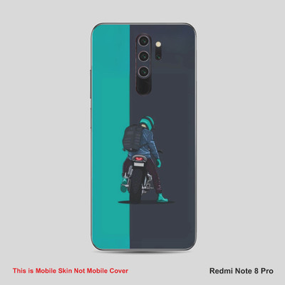 VYBE The Smart Choice Redmi Note 8 Pro Raider Bike Mobile Skin Mobile Skin(Bright Grey, Estern Blue A26)