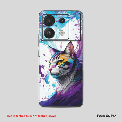 VYBE The Smart Choice Poco X6 Pro Cat Mobile Skin Mobile Skin(Purple-Magenta A16)
