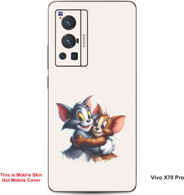 VYBE The Smart Choice Vivo X70 Pro Tom & Jerry Embossed Mobile Skin(Soft Peach B11)