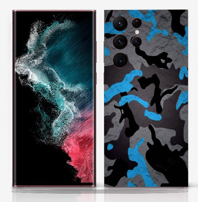 SkinoMania Samsung Galaxy S22 Ultra Mobile Skin(Camo_Blue Multicolor Mobile skin)