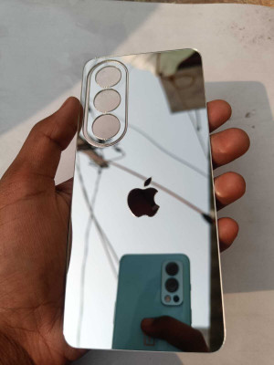 TWROP OPPO K12X 5G ACRYLIC MIRROR APPLE LOGO. Mobile Skin(Silver)