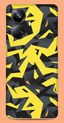 SkinoMania Realme 10 pro + 5g Mobile Skin(Multicolor Yellow & Grey Abstract)