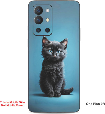 VYBE The Smart Choice One Plus 9R Cat Embossed Mobile Skin(Black & Blue 27)