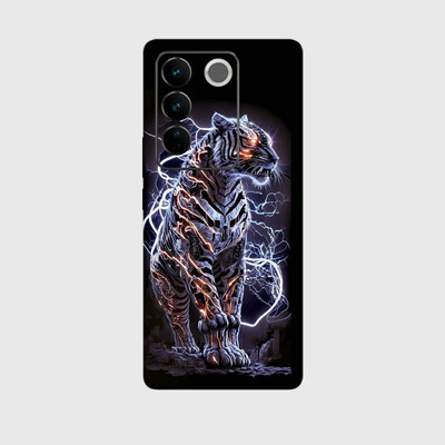 yug emporium VIVO V27 PRO 5G 3D BLACK LION, CRAFTING THE KING OF BEASTS Mobile Skin(Black)