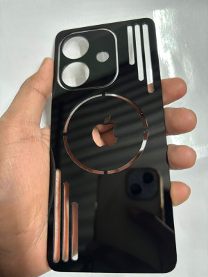 TWUAOP OPPO A3X 5G ACRYLIC MIRROR BACK PANNEL MERO APPLE Mobile Skin(Black)