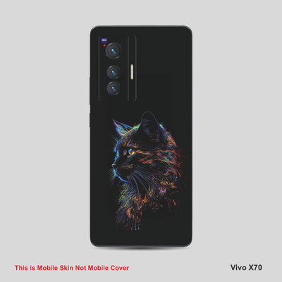 VYBE The Smart Choice Vivo X70 Cat Mobile Skin Mobile Skin(Black Cyan A7)
