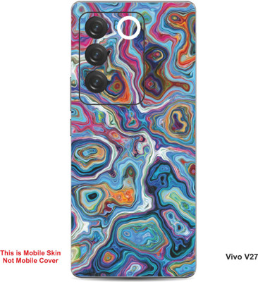VYBE The Smart Choice Vivo V27 Abstract Embossed Mobile Skin(Dark Pastel Red 5)