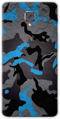 TJ CREATION Blue Camouflage One Plus 3T Back skin Guard, OnePlus 3T Mobile Skin(Ultra Blue Camouflage Skin With Matte Finish, Matte Skin (Back+Side+Camera))