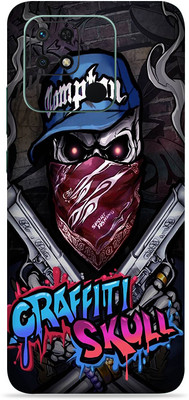 SkinoMania Redmi 10c Mobile Skin(Multicolor Skull-Graffiti)