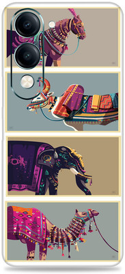 WeCre8 Skin's Vivo Y19e Premium Vinyl Mobile Skin (Multicolor) Mobile Skin(Decorated Animals)