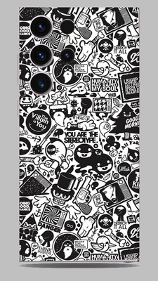 SkinoMania Samsung Galaxy S23 ultra Mobile Skin(-doodle-Art B&W Mobile skin)