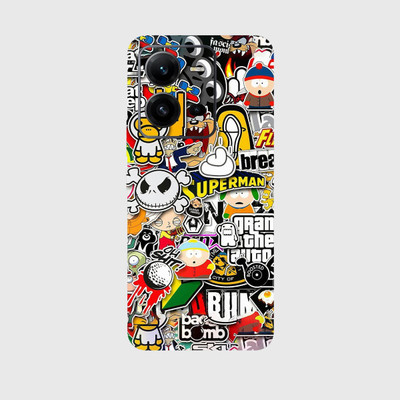 yug emporium VIVO V25 5G 3D COMICS AND CARTOON Mobile Skin(Black)