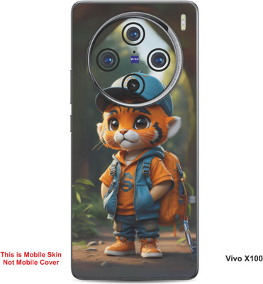 VYBE The Smart Choice Vivo X100 Tiger Cartoon Embossed Mobile Skin(Ruddy Brown B17)