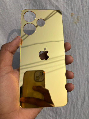 TWUAOP POCO M6 PRO 5G MIRROR BACK PANNEL ACRYLIC SHEET APPLE Mobile Skin(Gold)