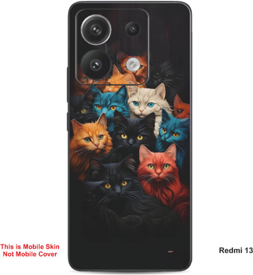 VYBE The Smart Choice Redmi 13 Cat Embossed Mobile Skin(Deep Black 10)