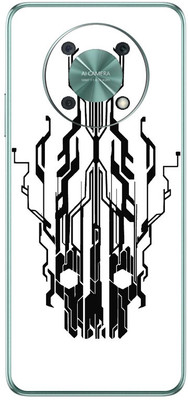 FCS Huawei nova Y90 Printed Back skin Mobile Skin(Digital Flaming Cyber Skull Blue)