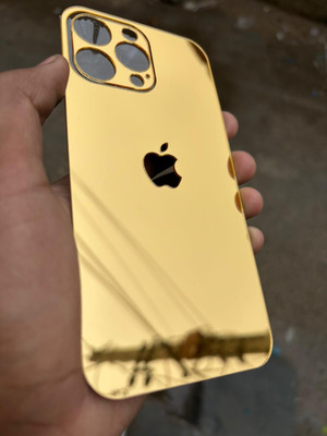 TWUAOP I PHONE 14 PRO MAX ACRYLIC MIRROR BACK PANNEL APPLE Mobile Skin(Gold)