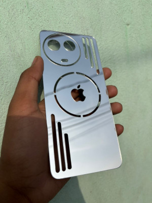 TWUAOP REALME 11X 5G MIRROR BACK PANNEL ACRYLIC SHEET MERO APPLE. Mobile Skin(Silver)