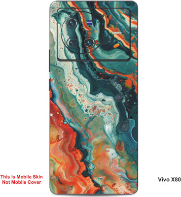 VYBE The Smart Choice Vivo X80 Abstract Embossed Mobile Skin(Greenush Blue 14)