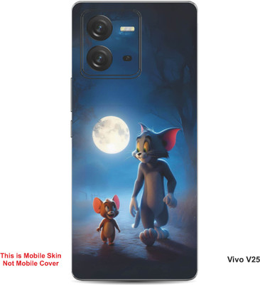 VYBE The Smart Choice Vivo V25 Tom & Jerry Embossed Mobile Skin(Dark Slate Grey B3)
