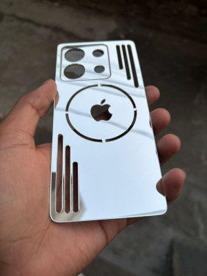TWUAOP POCO X6 5G ACRYLIC MIRROR BACK PANNEL MERO APPLE Mobile Skin(Silver)