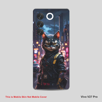 VYBE The Smart Choice Vivo V27 Pro Anime Ninja Cat Mobile Skin Mobile Skin(Pinkish Purple, Dusty Grey A37)