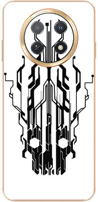 FCS Huawei nova Y91 Printed Back skin Mobile Skin(Digital Flaming Cyber Skull White)