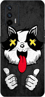 TJ CREATION Realme X7 MAX 5G Mobile Skin(Ultra Super Crazy Cat With High Matte Finish.)