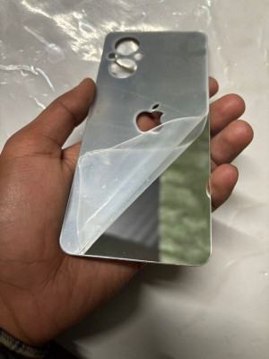 TWUAOP OPPO F21 PRO 5G MIRROR BACK PANNEL ACRYLIC SHEET APPLE Mobile Skin(Silver)