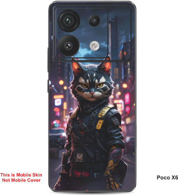 VYBE The Smart Choice Poco X6 Leopard Embossed Mobile Skin(Dirty Blue 1)