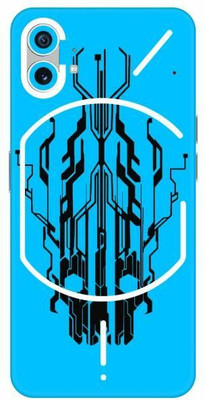 FCS Nothing Phone 1 Printed Back Skin: Digital Flaming Cyber Skull Blue Mobile Skin(Digital Flaming Cyber Skull Blue Skin)