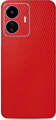 WeCre8 Skin's Vivo Iqoo Z6 Lite 5G Mobile Skin(Red Carbon Fiber Mobile Skin With Cleaning Wipe)
