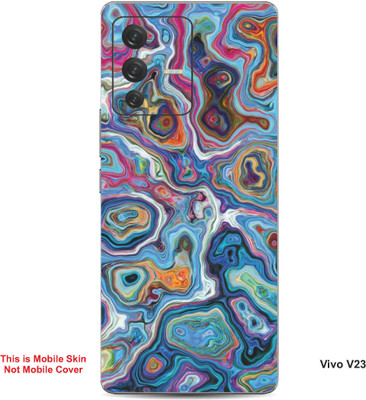 VYBE The Smart Choice Vivo V23 Abstract Embossed Mobile Skin(Dark Pastel Red 3)