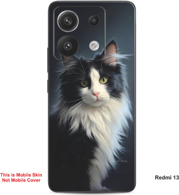 VYBE The Smart Choice Redmi 13 Cat Embossed Mobile Skin(Black & Light Grey 10)