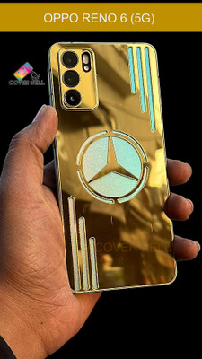 coverbell RENO 6 (5G), GOLD MERCEDES BACK PANEL Mobile Skin(GOLD MIRROR)