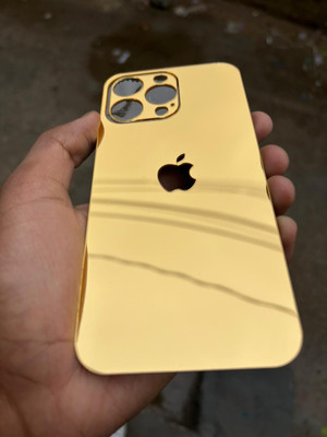 TWUAOP I PHONE 14 PRO MAX MIRROR BACK PANNEL ACRYLIC SHEET APPLE Mobile Skin(Gold)