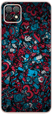 FCS Huawei Enjoy 20 5G Printed Back skin Mobile Skin(Red Blue Texture)