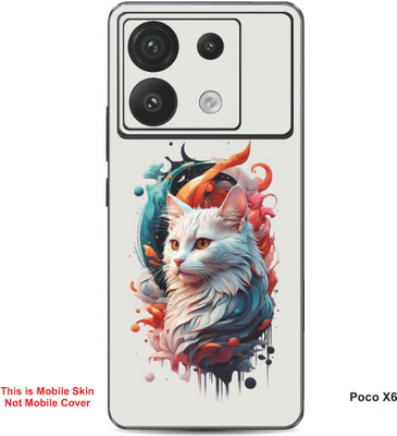 VYBE The Smart Choice Poco X6 Cat Embossed Mobile Skin(Glacial Blue Ice 1)
